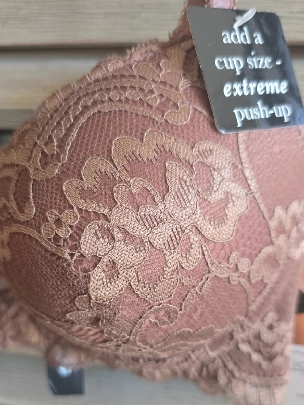 Rene Rofe Dusty Brown Lace Push-Up Bra - Picture 4 of 10